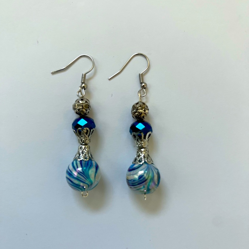 Blue earrings. These gorgeous earrings are hand made & fabulous for any occasion